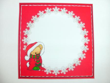 8x8 Traditional Christmas Snuggle Bear Insert Plate by Christine Sutton