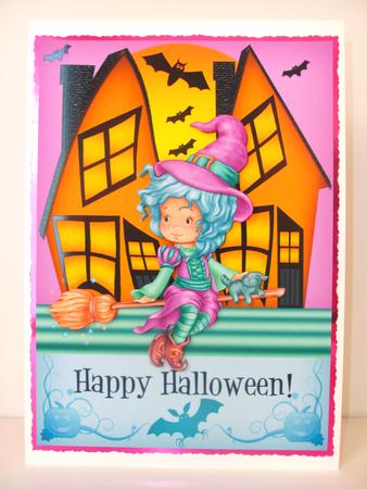 Cute Little Witch Halloween Quick Card by Christine Sutton