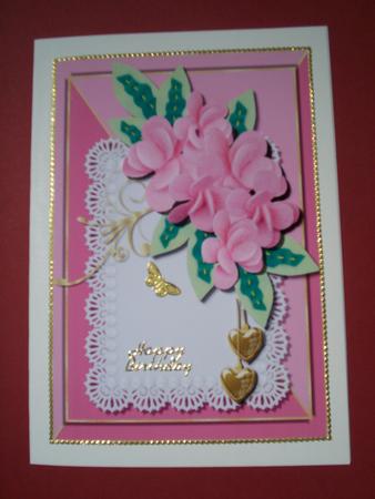 Pink Felt Flowers Card Topper by Christine Sutton