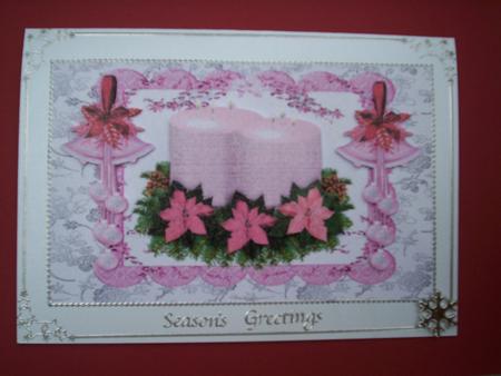 Pink Christmas Candels with Bells by Christine Sutton