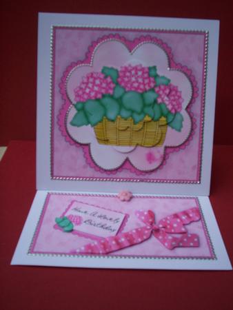 Pink Hydrangeas - Easel Card with Petal Stacker by Christine Sutton