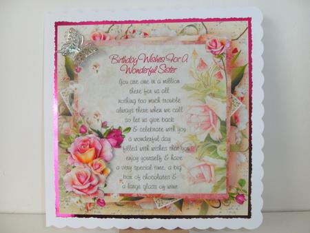 Pink Rose Sister Birthday Verse 8x8inch Step by Step by Christine Sutton