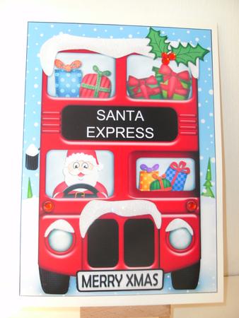 Xmas Santa Express A5 Quick Card N 3D Decoupage by Christine Sutton