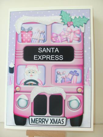 Xmas Santa Express A5 Quick Card N 3D Decoupage by Christine Sutton