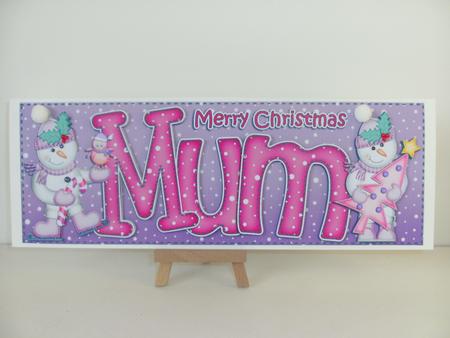 Large Dl Xmas Mum with Snowmen Quick Card 3D Decoupage by Christine Sutton