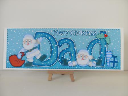 Large Dl Xmas Dad with Santa Quick Card 3D Decoupage by Christine Sutton