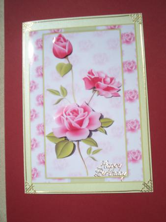 Gorgeous Red Rose Card Front & Decoupage by Christine Sutton