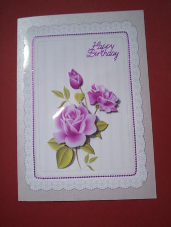 Gorgeous Purple Rose Card Front & Decoupage by Christine Sutton