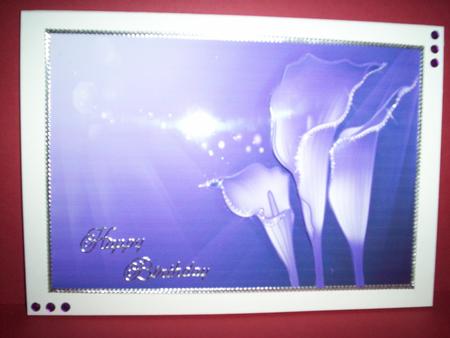 Stunning Sparkling Calla Lilies Card Front & Decoupage by Christine Sutton