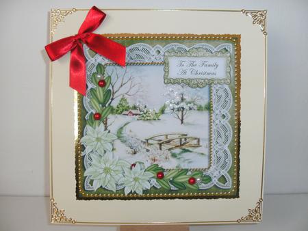 Olive Snowscene Family at Christmas 8in Sentiment Topper by Christine Sutton