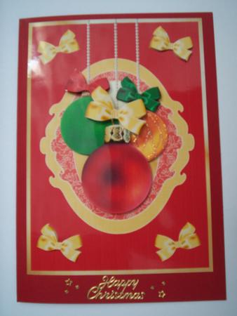 Christmas Baubles Decoupage Quick Card Front by Christine Sutton