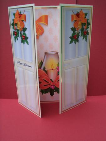 Pretty Orange Candle with Holly Gatefold by Christine Sutton