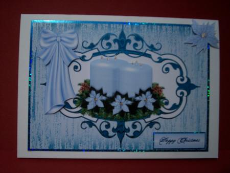 Ice Blue & White Christmas Candle by Christine Sutton