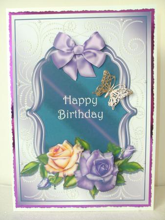 Heritage Roses Card Front with Decoupage by Christine Sutton