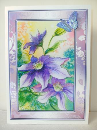 Purple Clematis and Butterfly Topper by Christine Sutton