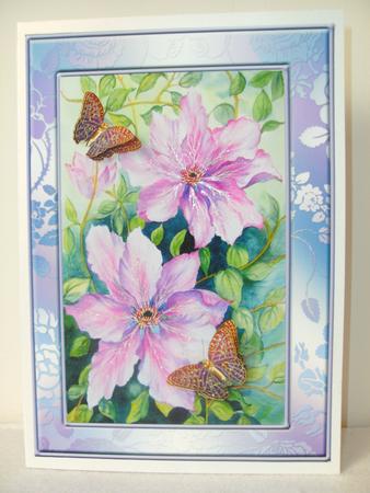 Pink Clematis and Butterfly Topper by Christine Sutton