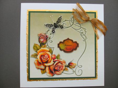 Burnt Orange Roses Card Topper by Christine Sutton