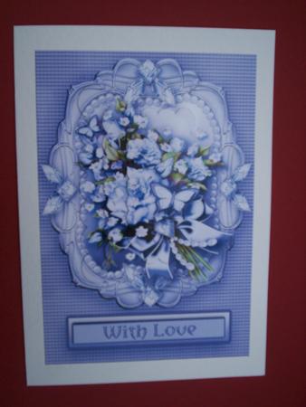 Vintage Blue Roses Bouquet in a Frame Pyramage by Christine Sutton