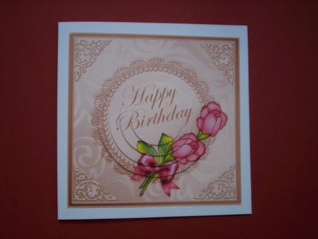Roses and Metallic Lace Quick Card with Circle Pyramage Topp by Christine Sutton