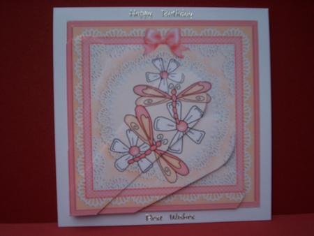 Dreamy Dragonflies Quick Card with Fan Pyramage Topper by Christine Sutton