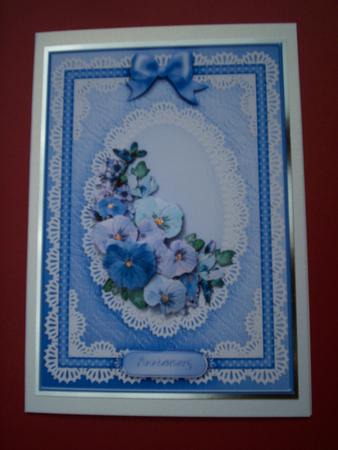 A5 Spring Flowers and Lace Quick Card with 3D Decoupage by Christine Sutton