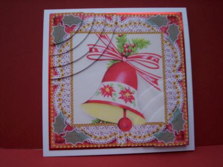 Christmas Bell Vintage 6 Inch Duo Corner Stack Card Front by Christine Sutton