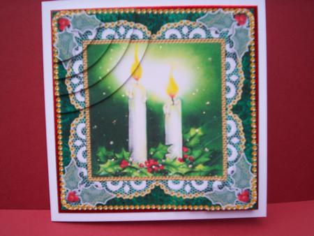 Christmas Candles3 6inch Duo Corner Stack Card Front by Christine Sutton