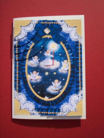 Angels Lit Sky Oval 7x5inch Duo Corner Stack Card Front by Christine Sutton