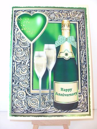 Celebration Wine Emerald - Valentine or Anniversary Card by Christine Sutton