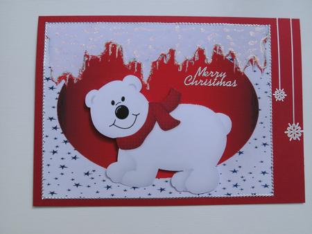 Little White Bear with Red Scarf by Christine Sutton