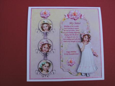 My Sister Card Front with Decoupage by Christine Sutton