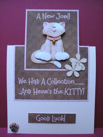 Here's the Kitty! - Vertical Foldback Card with Decoupage by Christine Sutton
