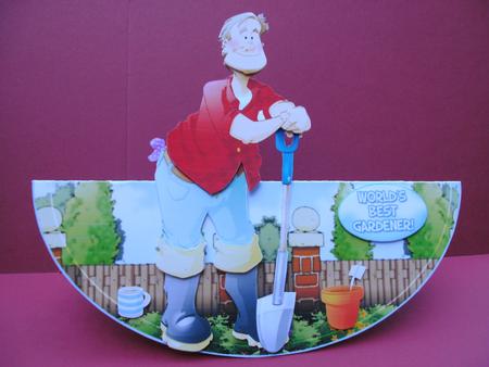 Gardening Dude Wobble Card. by Christine Sutton