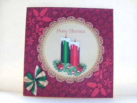 Green & Red Candles on Gold Topper by Christine Sutton