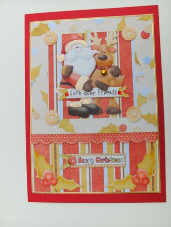 Festive Friends Christmas Decoupage Card Front by Christine Sutton