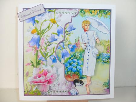 Walking in My Garden, Card Front and Decoupage by Christine Sutton
