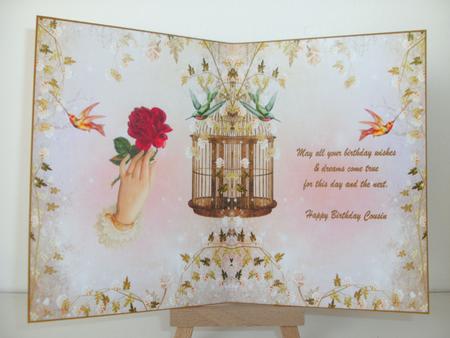 Happy Birthday Cousin Vintage Rose Insert by Christine Sutton