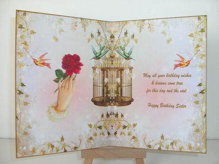 Happy Birthday Sister Vintage Rose Insert by Christine Sutton