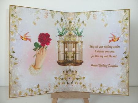 Happy Birthday Daughter Vintage Rose Insert by Christine Sutton