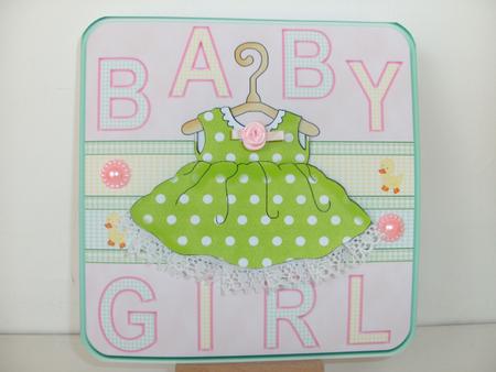 Baby Girl 1 6x6ins Card Front by Christine Sutton