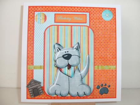 Gruff the Pup Card Front with a Topper and Decoupage by Christine Sutton