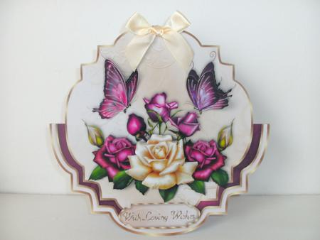 Antique Roses Elegant Shaped Wobble Card by Christine Sutton