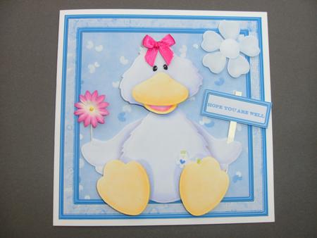 Happy Duck Card Front with Decoupage by Christine Sutton