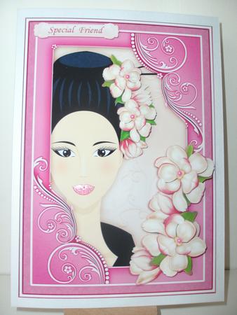 Oriental Lady & Magnolia Blossom Topper & Decoupage by Christine Sutton