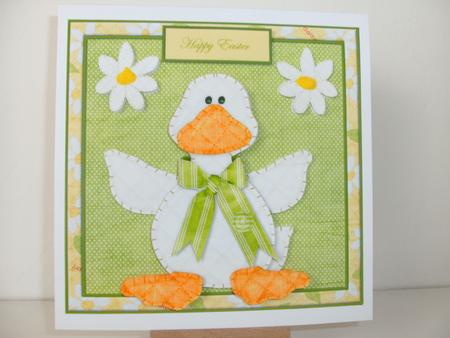 Waddle Duck Card Front with Decoupage and Sentiment Tags by Christine Sutton