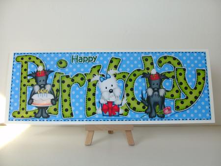 Westie & Scottie Dogs Large Dl Birthday 3D Decoupage by Christine Sutton