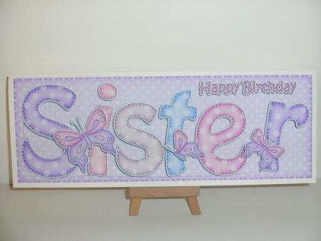Large Dl Birthday Sister Butterflies Card & 3D Decoupage by Christine Sutton