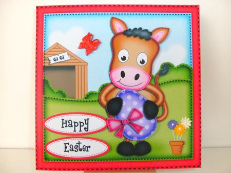 Gi Gi the Horse's Easter Egg Quick Card N 3D Decoupage by Christine Sutton