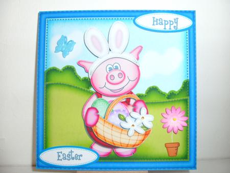 Ziggy Piggy's Easter Basket Quick Card N 3D Decoupage by Christine Sutton