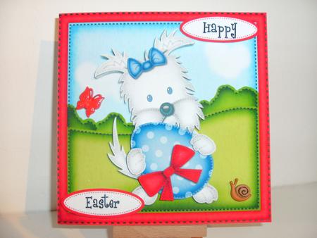 Jock the Westie's Easter Egg Quick Card & 3D Decoupage by Christine Sutton